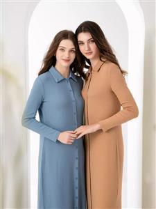 Long-sleeved dress with lapels