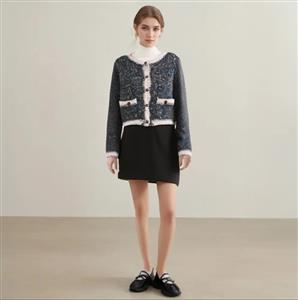 New Product Customization Women's Elegant Crewneck Fashionable Knitted Shrugged Pockets Cardigan