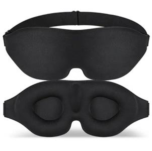 Wholesale Adjustable Travel Private Label Custom Light Block Blindfold Black 3D Contoured Memory Foam Sleeping Eye Mask