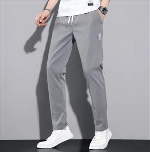 Men's Trendy Casual Sports Pants Black Slim Breathable Straight Design with High Waist Comfortable Loose Fit Made Cotton Nylon